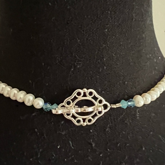🌸🌸Pearl, Larimar & Swarovski 30” Necklace 🌸🌸 - Picture 5 of 12